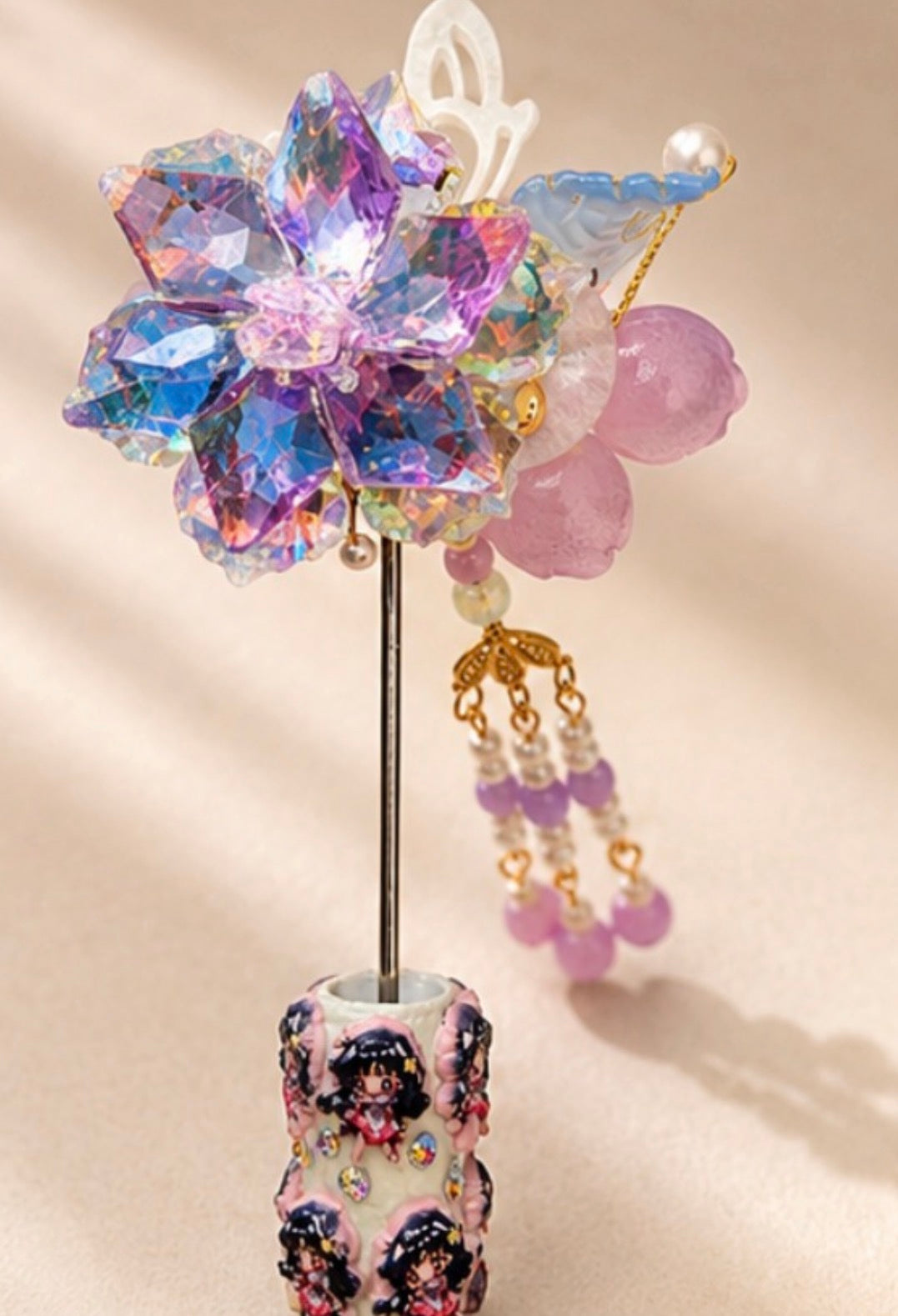 Flower fancy bead with beaded tassel