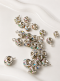 Diamanté silver AB Spacers bail Beads