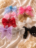 Satin fabric pearl sugar bead bows