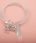 Silver beaded necklace chains with lobster clasps and charms for DIY jewelry making