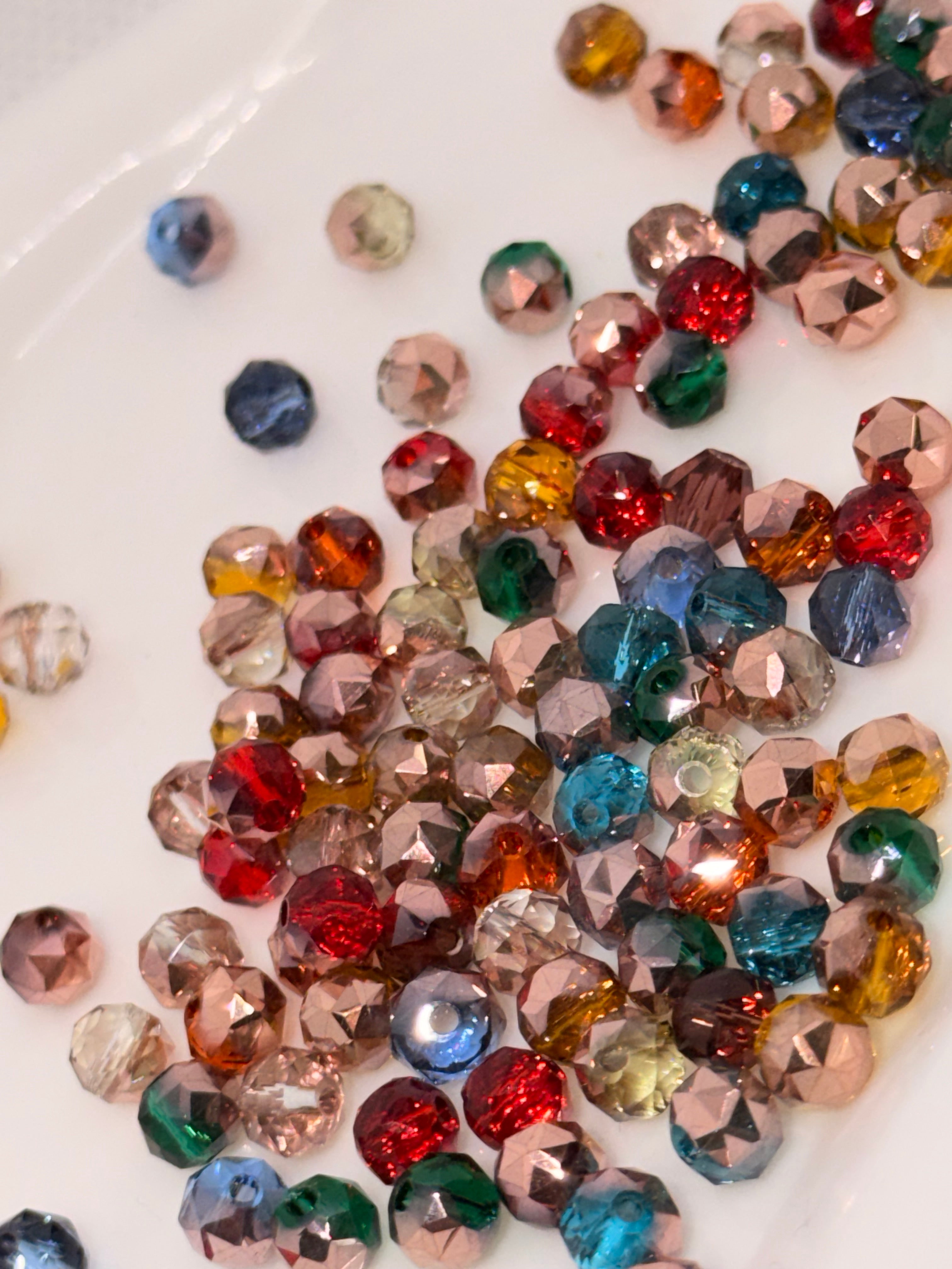 Colorful faceted glass beads for DIY jewelry making and crafting projects