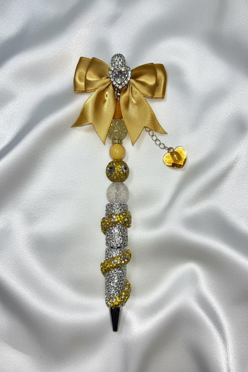 Yellow & gold bow pen