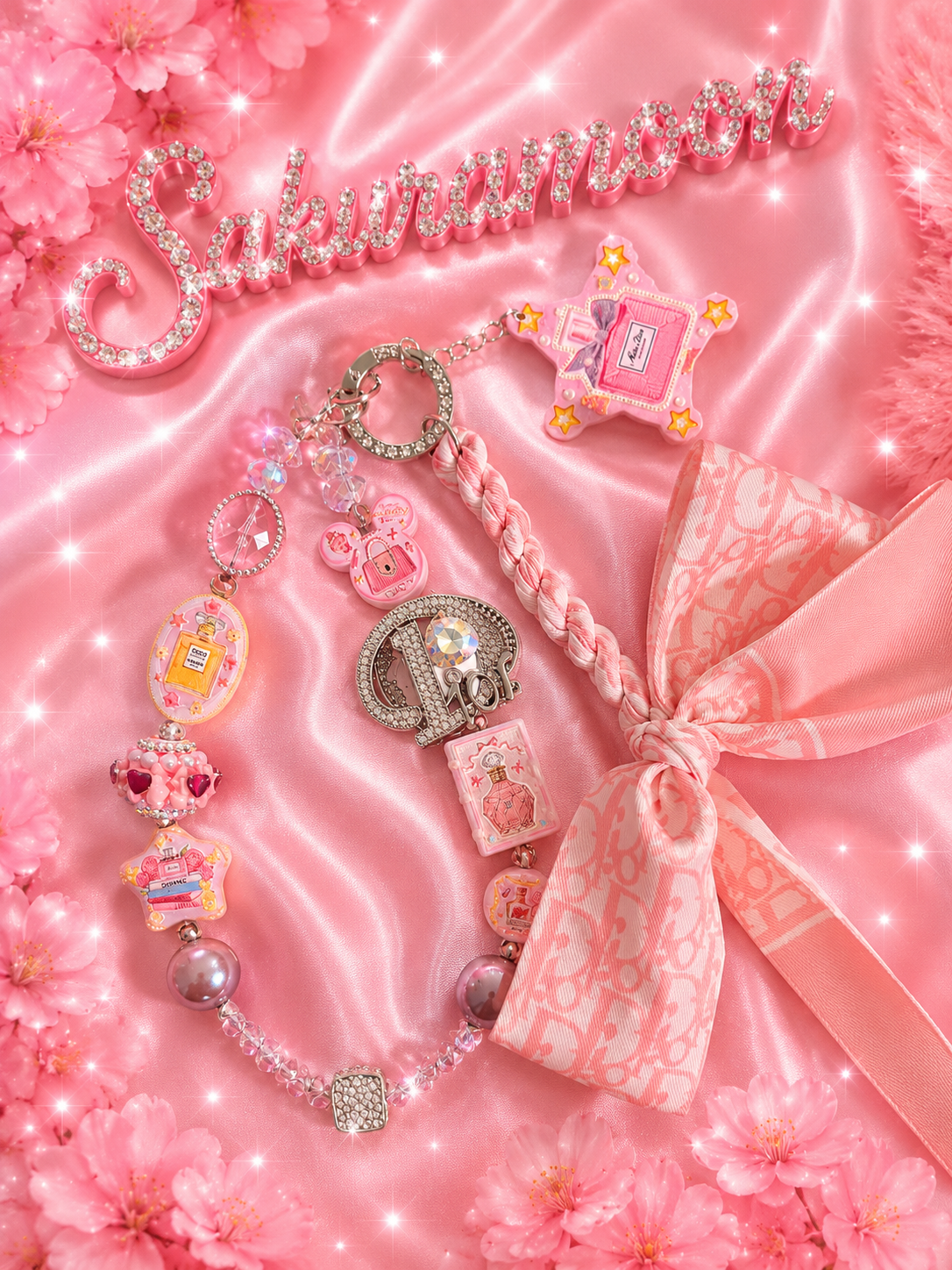 D alloy charm with bow keychain