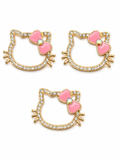 Metal kitty charms diamanté