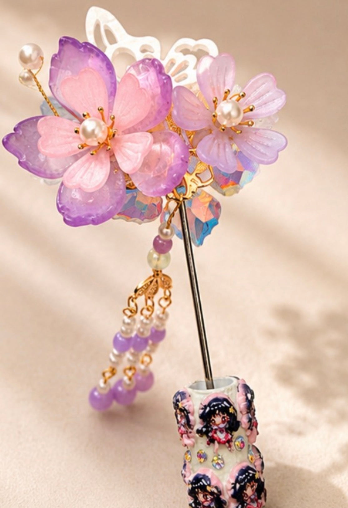 Flower fancy bead with beaded tassel