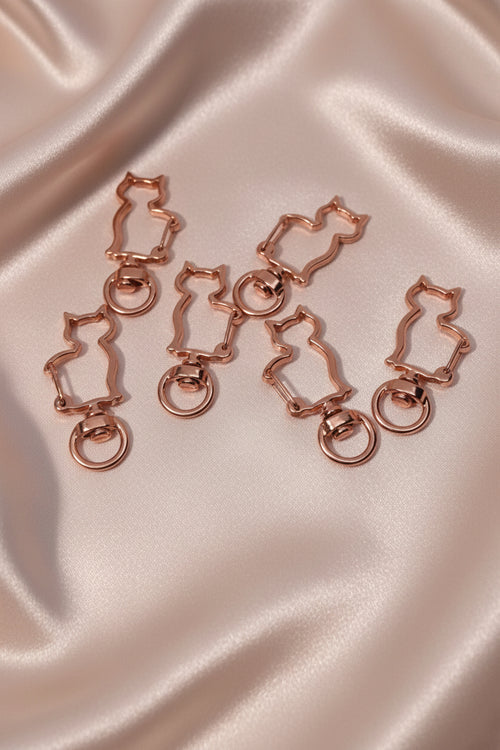 Rose gold cat-shaped keychain charms for DIY accessories and beaded crafts