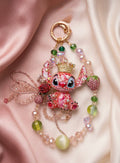 New - glass beaded keychain pink metal stitch