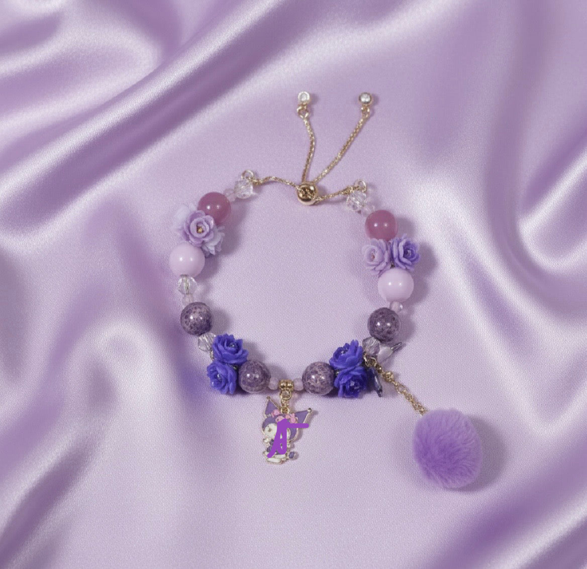 Adjustable kuku fluffy pompom bracelet