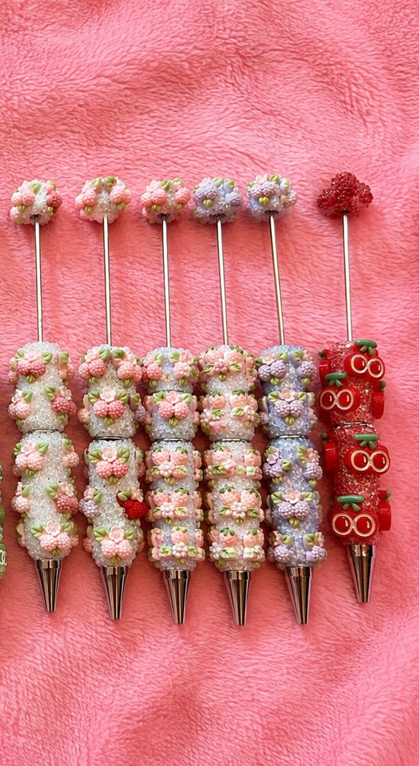 Beadable clay fruit pens