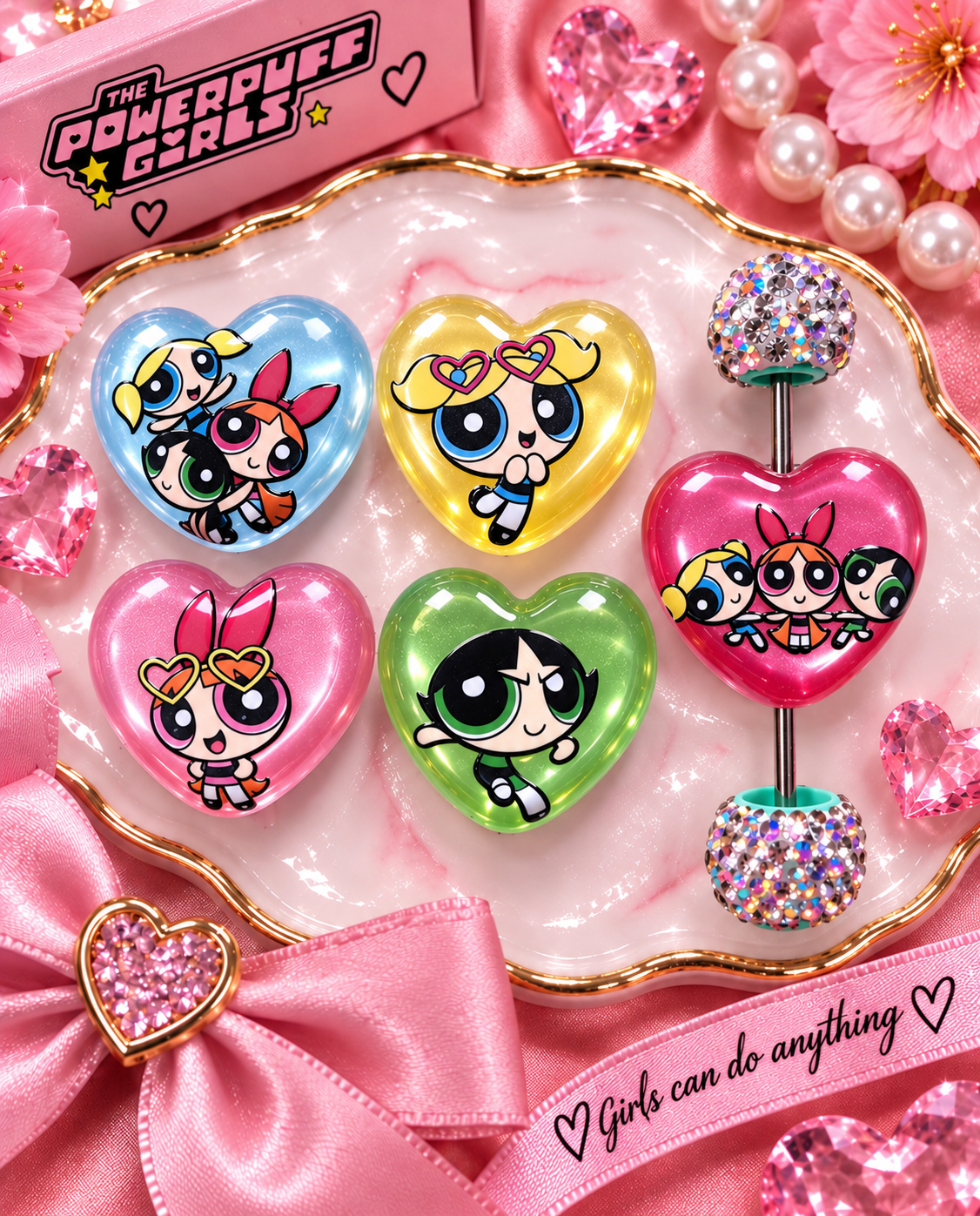 Cat eye pp girls  heart beads