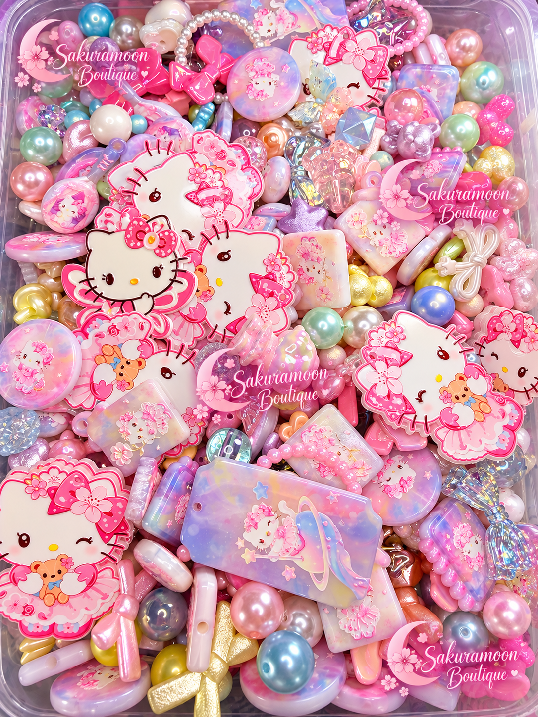 New- acrylic bead mix-pastel fairy kitty