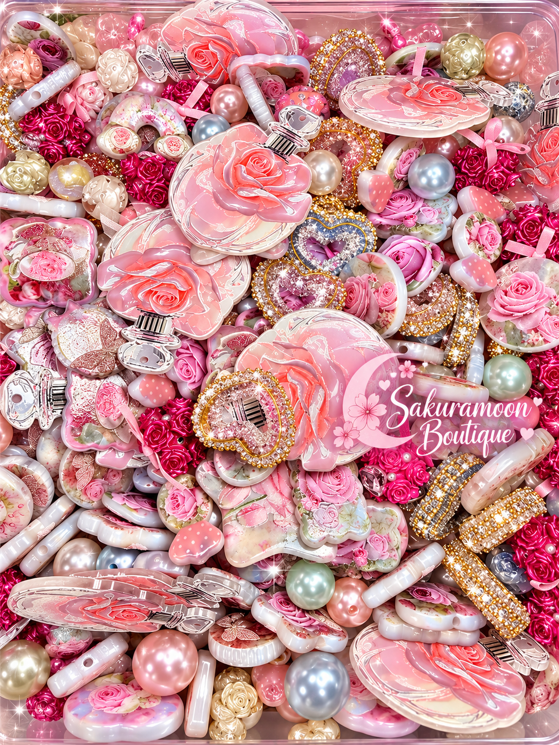 New- acrylic bead mix-Love & Roses Mix