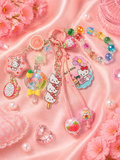 New - beaded glass & acrylic mini keychain- candy hk