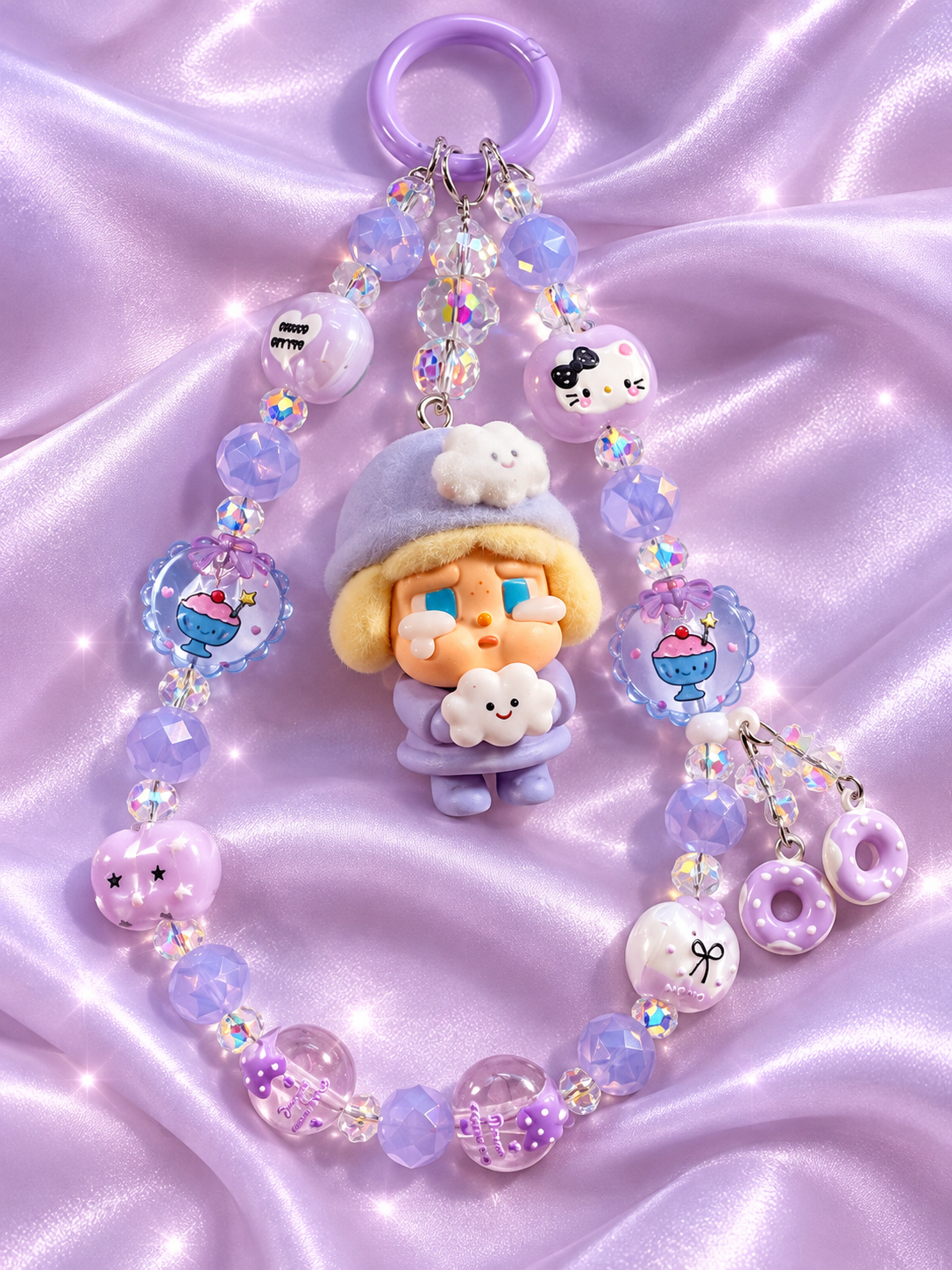 New - beaded  keychain-cry baby
