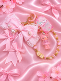 New - beaded metal charm keychain hk pink bow