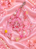 New - beaded pink sailormoon flower keychain