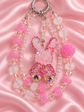 New - glass beaded keychain- jewel bunny