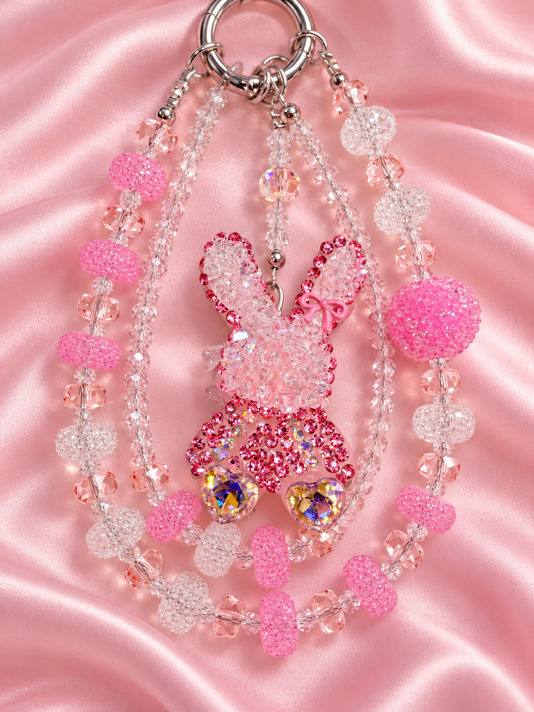 New - glass beaded keychain- jewel bunny