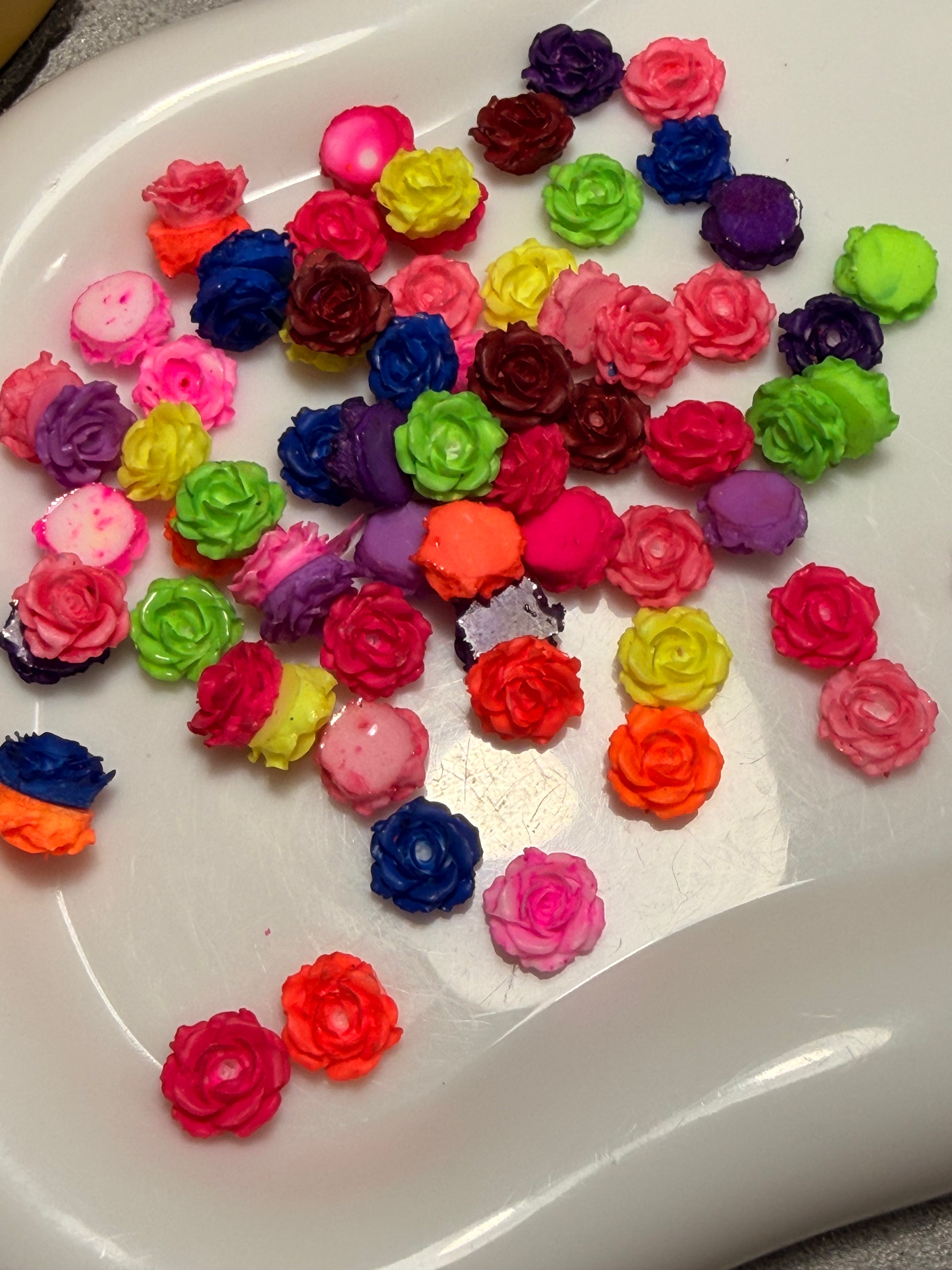 Neon rose resin flat back soft flower for diy pens or fancy beads
