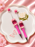 Beadable pen rose red flower