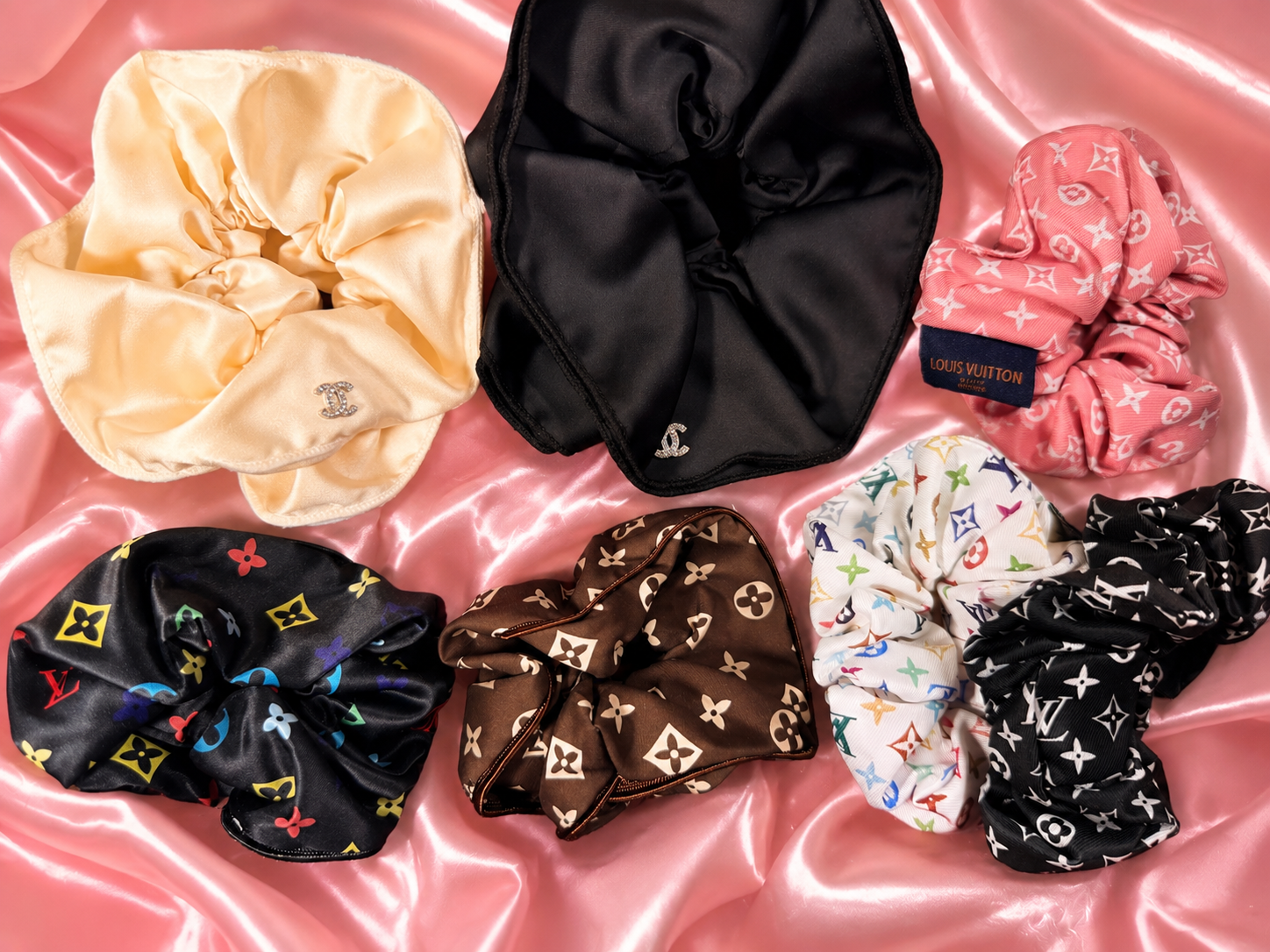 Designer hair scrunchies