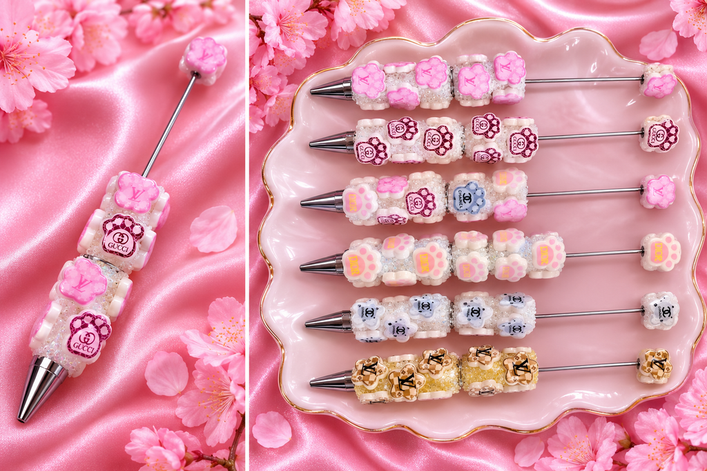Beadable clay paw prints pens