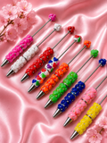 Beadable clay neon heart pens