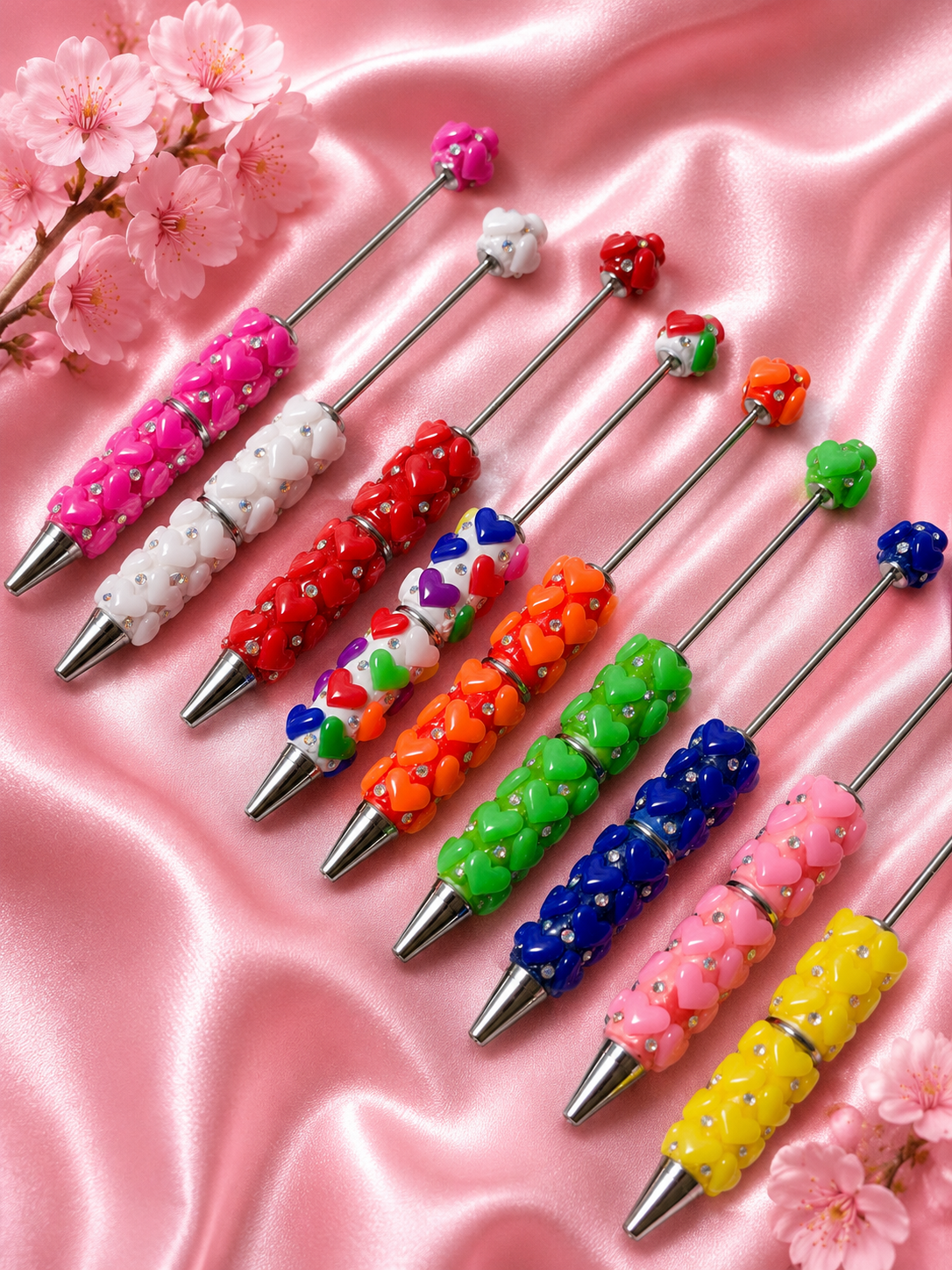 Beadable clay neon heart pens