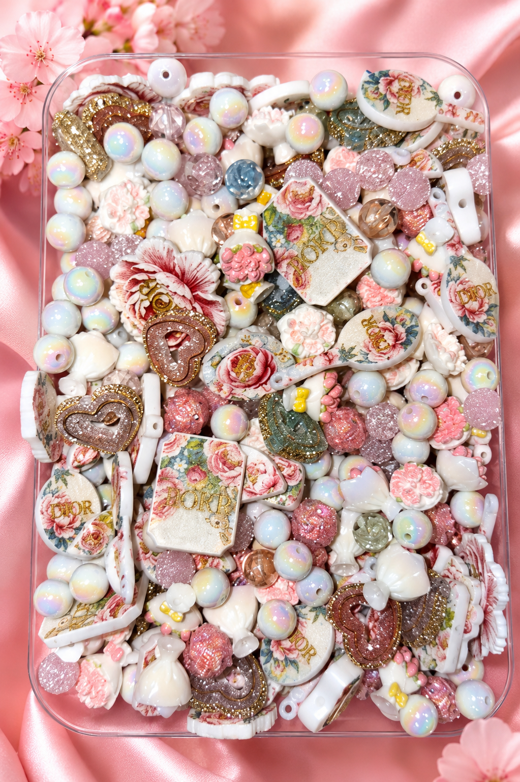 Acrylic bead mix rose royale