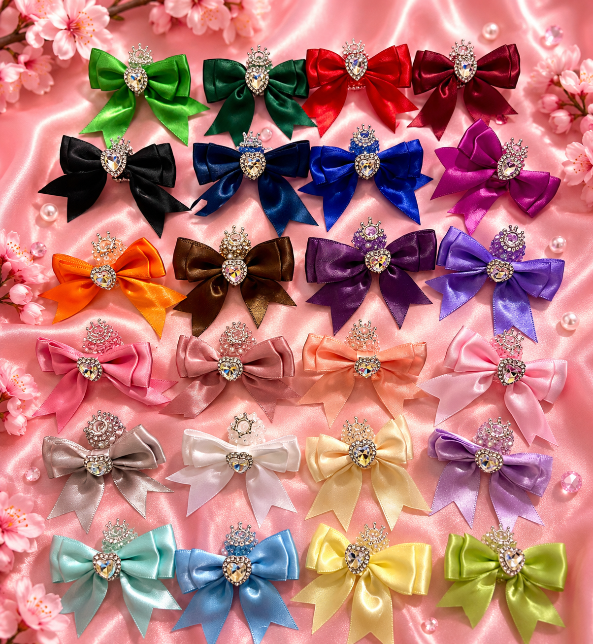 Sugar Bead ribbon heart charm Bows